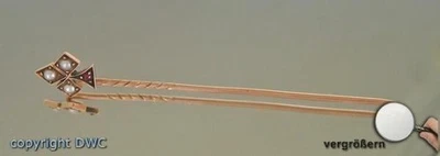 Anstecknadel 585 Goldnadel Brosche Perlen Granat Nadel fein - Bild 1 von 4