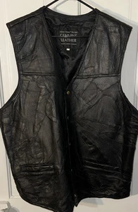 Navarre Leather Company Herren Echtleder schwarz Biker Weste Größe 3X Motorrad - Bild 1 von 6