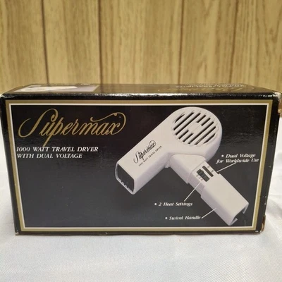 Vintage Supermax By Conair 2-Speed Electric Hair Blow Travel Dryer  Works - image 1 of 4