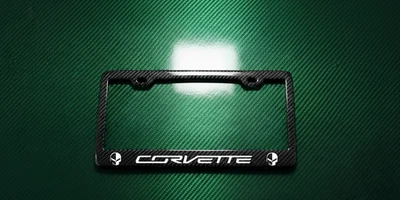 Corvette Racing Jake Skull IMSA License Plate Frame Stingray C7 Z07 Z51 C7R Z06 - Image 1 of 3