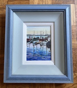 Maire Mullen ~ Artista irlandesa ~ Barcos en el puerto de Burton (acrílico) - Galería enmarcada - Imagen 1 de 9