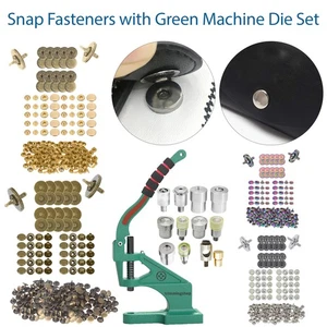 DIY Green Machine Hand Press Tool Set with Rivet, Snap Fastener Stud Clasp Dies - Picture 1 of 34