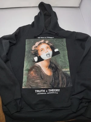 Truth Theory Men's L Black Graphic Hoodie Caravaggio Artwork Pullover - Image 1 of 4