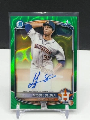 2025 Bowman Chrome Prospect Autographs MIGUEL ULLOLA 1st Auto Green Lava /99 - Image 1 of 2