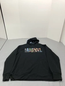 Marvel Hoodie Mens XL Black Pullover Sweatshirt Comic Book Heroes Avengers Logo - Picture 1 of 10