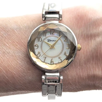 Geneva Platinum Quartz Women's Watch Clamper Bracelet 5.5” Needs Battery - Image 1 of 4