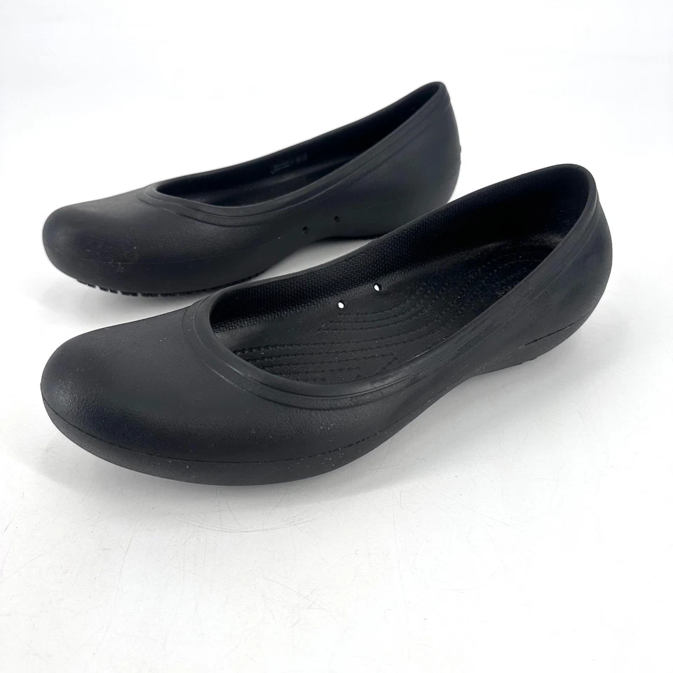 Crocs Women Slip Resistant Ballet Flats Black Size 10 Non Marking Marnee - Image 1 of 4