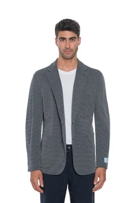 Chaqueta Blazer 1750$ BELVEST Azul Algodón Pesado Geométrico 44 EE. UU./54 UE 8R Foto 1 de 4