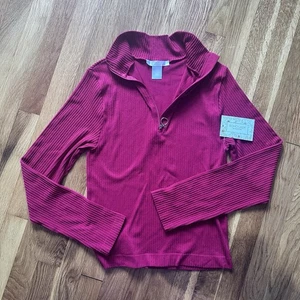 Blusa donna Soho Lady manica lunga finto collo 1/4 zip testurizzata rossa S/M nuova con etichetta - Foto 1 di 11