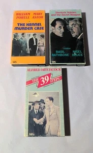 VHS GOODTIMES B&W CLASSIC MOVIE LOT (3) SHERLOCK HOLMES / ALFRED HITCHCOCK + - Picture 1 of 2