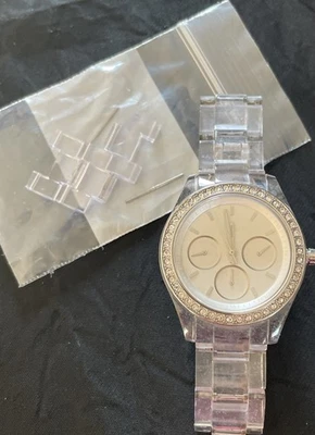 Reloj Fossil Stella Día Fecha 24H Hora Transparente Estuche y Correa ES-2608 Cuarzo Analógico Foto 1 de 4