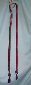 Vtg 80's Purple Satin Cord with Tear Drop Beading Double Strap Fashion Belt 48" - Picture 1 of 2