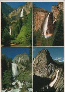 Yosemite Falls Nevada Falls Continental Chrome Postcard - Picture 1 of 2