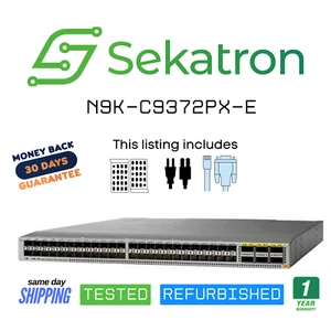 ♻️ Cisco N9K-C9372PX-E 48-portowy przełącznik 10G SFP + z 6x 40G QSFP + łącza uplinkowe⚡Szybka wysyłka - Zdjęcie 1 z 2