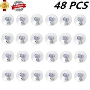48 Pcs Multi Purpose Heavy Duty Suction Cups Hooks 1 1/2inch, Hold 1000g Weight - Picture 1 of 4
