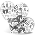 2 x Heart Stickers 15 cm - BW - Traditional Swedish Dala Horse #35123