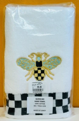 MacKenzie-Childs 73502-1234 Queen Bee Check Hand Towel, 100% Cotton. New! - Image 1 of 2