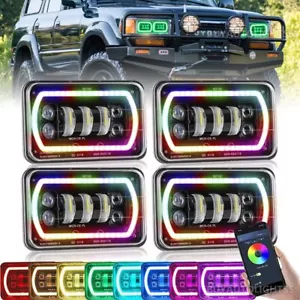 4"x6" inch LED Headlights RGB Halo For FJ80 FZJ80 toyot Landcruiser 60 80 Serie - Picture 1 of 12