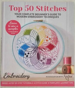 Top 50 Stitches Booklet Beginner's Guide Love Embroidery Anchor Crafts Color - Picture 1 of 4