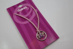 LD pink butterfly pendant NECKLACE claire's jewelry - Picture 1 of 4