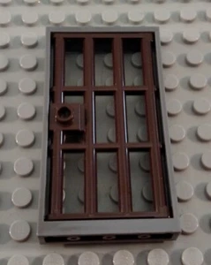 LEGO Dark Bluish Gray 1x4x6 Frame with Dark Brown Barred Jail Door - Picture 1 of 1
