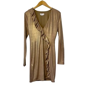 Lovers + Friends Revolve Mini Dress Bronze Metallic Small Gold LG NYE Date Nite - Picture 1 of 10