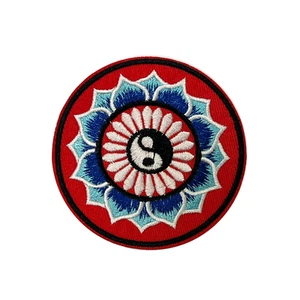 Ying & Yang Red - Iron On Embroidery Patches (7.5cm) - Picture 1 of 1