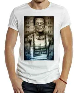 Herman Munster Frankenstein T-Shirt Retro Cool Gift Tee Mugshot Horror Police UK - Picture 1 of 6