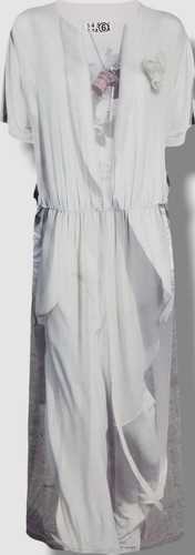 $965 MM6 Maison Margiela abito donna bianco manica corta stampato taglia S