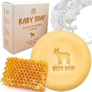 1 barra de jabón para bebé - barra de jabón de proceso frío totalmente natural para leche y miel de cabra bebé - Imagen 1 de 6