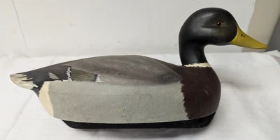 Vtg Ken Harris Signed Wooden Duck Decoy Glass Eyes Woodville NY Original Paint - Imagem 1 de 4