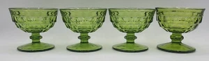 VTG Indiana Glass Avocado Green Whitehall Colony Cubist Sherbet Dishes Lot of 4 - Picture 1 of 4