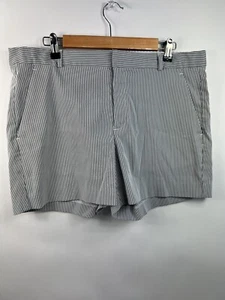 Banana Republic Shorts Womens Size 14 White with Gray Stripes Rayon Blend - Picture 1 of 10