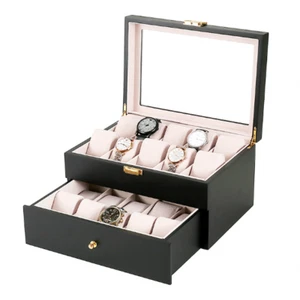 1x Caja de Reloj Grande de Madera Acrílico Vidrio Orgánico Ventana Transparente Pantalla de Coleccionables - Imagen 1 de 10