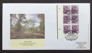 GB QEII 2009 6x90p England Country Definitive Bloque de cilindros en cubierta de primer día - Imagen 1 de 2