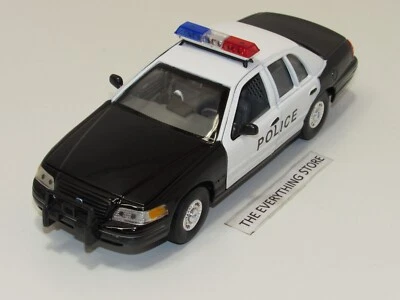 WELLY 1999 FORD CROWN VICTORIA 1:24 POLICE BLACK WHITE R/W/B LIGHT BAR NO BOX - Image 1 of 4