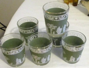 Vasos vintage Wedgwood Jasperware verde helénico 2 3/4 T bola baja/rocas (6) - Imagen 1 de 4
