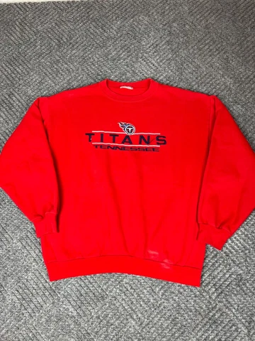 Vintage Tennessee Titans Sweatshirt Adult L Red Embroidered Football USA Mens Cover