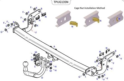 Barra de remolque automotriz Towtrust cuello de cisne para Peugeot 2008 SUV 2013 a 2020 Foto 1 de 4