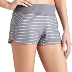 ATHLETA Cobblestone Grey & Silver Stripe Pulse Shorts Lined Size M - Bild 1 von 9