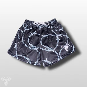 Barbed Wire Themed Mesh Gym Shorts - 5 inch inseam shorts / graphic shorts - Picture 1 of 5