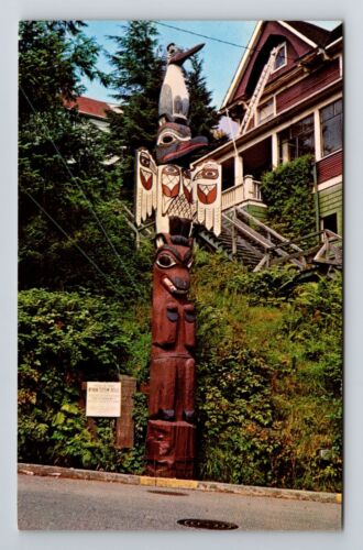 Ketchikan AK-Alaska, Kyan Totem Pole In Saxman Park Vintage Souvenir Postcard