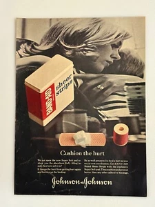 1965 Band-Aid Sheer Strips Print Ad “Cushion the Hurt” Johnson & Johnson 7-Up - Picture 1 of 2
