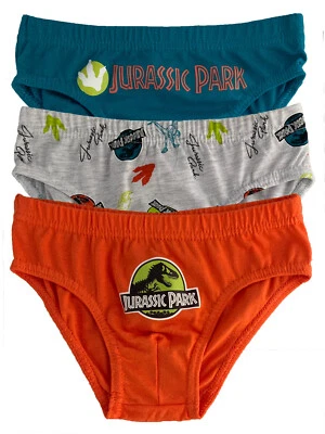 BOYS JURASSIC WORLD BRIEFS PANTS UNDERWEAR DINOSAUR COTTON PACK OF 3