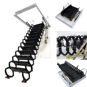 10.5Ft 13-Step Attic Ceiling Stairs Loft Wall Folding Pulldown Ladder Step Black - Picture 1 of 13