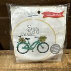 Dimensions ENJOY THE RIDE Bicycle Counted Cross Stitch Kit Round Green Bike NEW