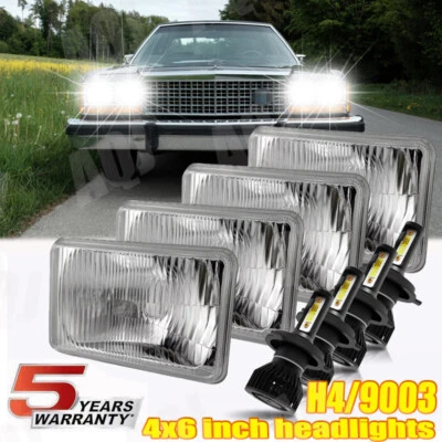 4pcs*4x6" LED Headlights Hi-Low Beam For Ford LTD Crown Victoria Mustang Granada Foto 1 de 4