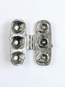 Rose Flowers Pewter Ice Cream Butter Mold by E & Co NY 322 Vtg Antique  - Picture 1 of 14
