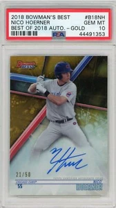 2018 Bowman's Best NICO HOERNER #B18NH - Best of 2018 Auto - Oro /50 - PSA 10 - Foto 1 di 2