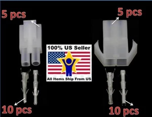 US Stock 2 Pins ( 2 Circuit ) Male Female w/Terminal, FREE HANGING (5 SET) - Picture 1 of 2